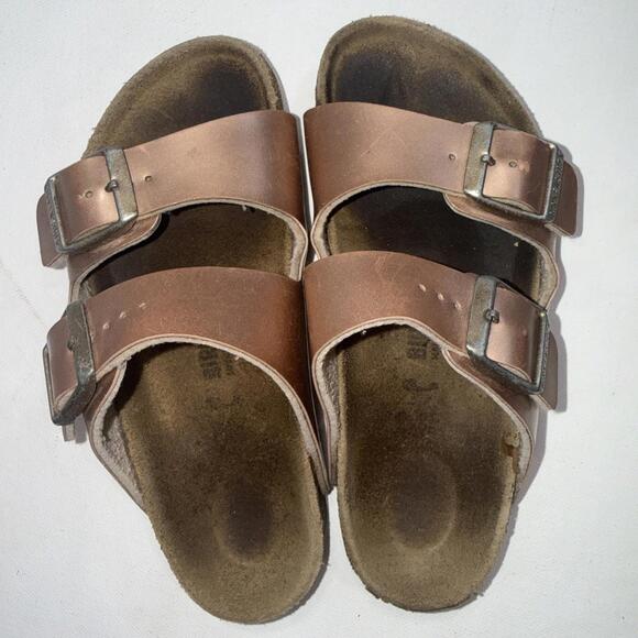Birkenstock Arizona Kids Rose Gold Metallic Double Buckle Sandals Unsized - Picture 2 of 15